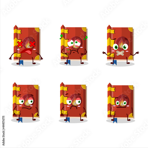 Fire book of magic cartoon character with nope expression