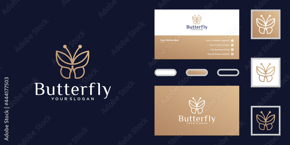 Fototapeta premium minimalist butterfly logo and business card inspiration