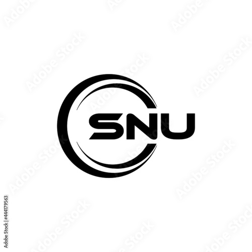 SNU letter logo design with white background in illustrator, vector logo modern alphabet font overlap style. calligraphy designs for logo, Poster, Invitation, etc.