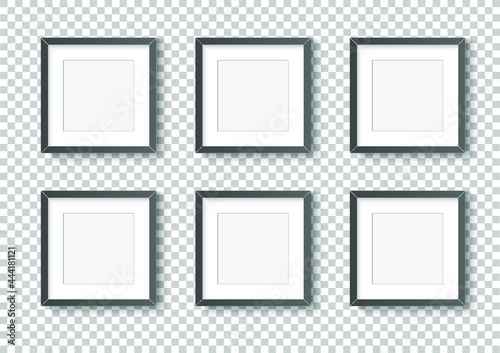 Photo image frame. Wall picture mock up for photograph composition object with shadow. Vector illustrator.