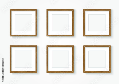 Photo image frame. Wall picture mock up for photograph composition object with shadow. Vector illustrator.