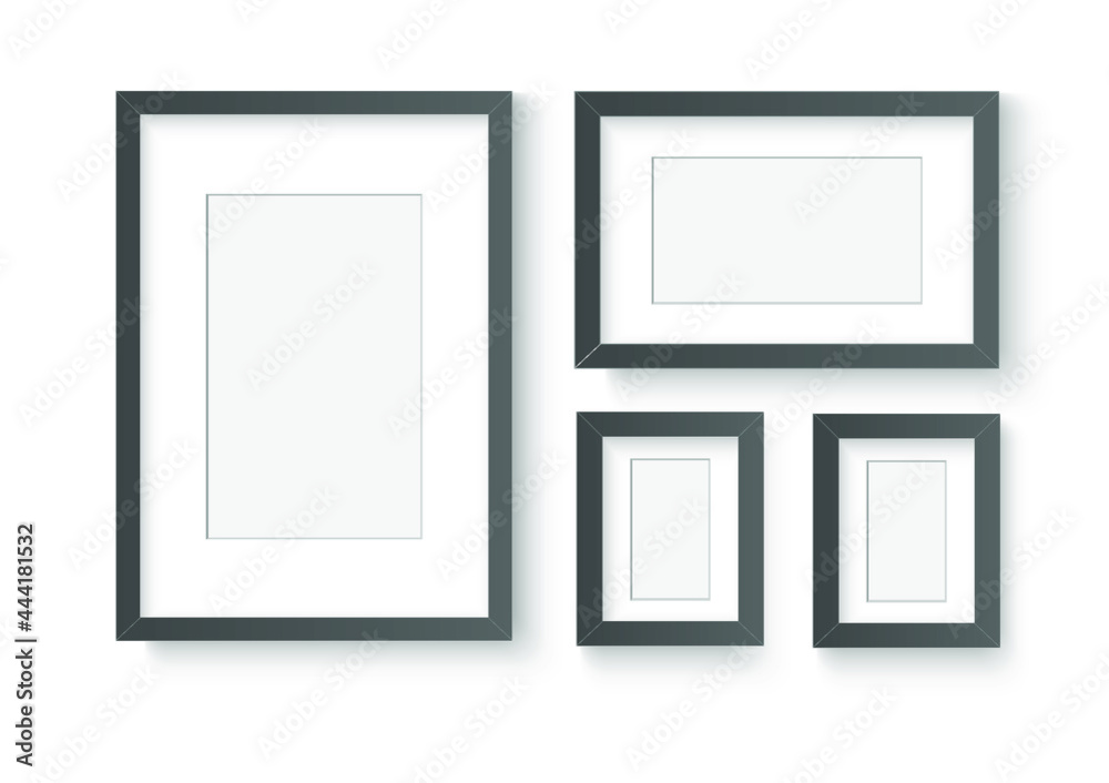 Photo image frame. Wall picture mock up for photograph composition object with shadow. Vector illustrator.