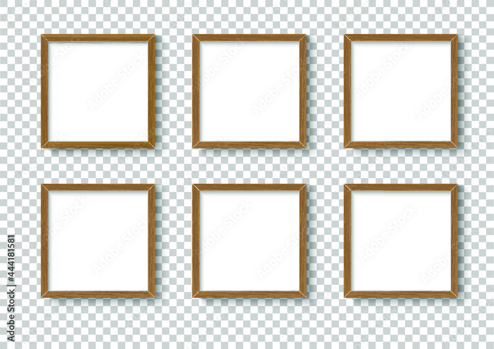Photo image frame. Wall picture mock up for photograph composition object with shadow. Vector illustrator.