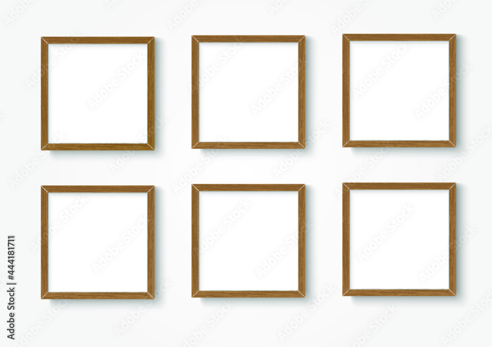 Photo image frame. Wall picture mock up for photograph composition object with shadow. Vector illustrator.