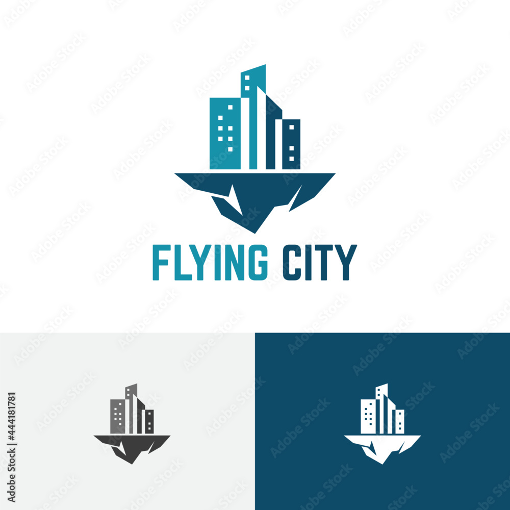 Flying City Floating Sky High Skyscraper Realty Logo