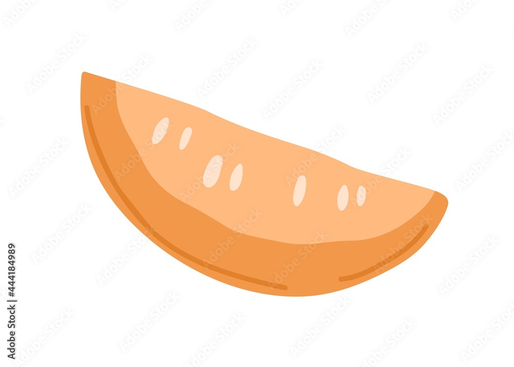 Cut piece of orange autumn pumpkin with seeds. Squash slice. Quarter part of fall vegetable. Flat vector illustration of organic food isolated on white background Cut piece of orange autumn pumpkin with seeds. Squash slice. Quarter part of fall vegetable. Flat vector illustration of organic food isolated on white background