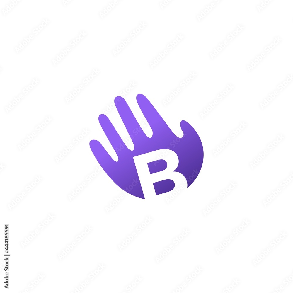 b letter hand palm hello logo vector icon illustration b letter hand palm hello logo vector icon illustration