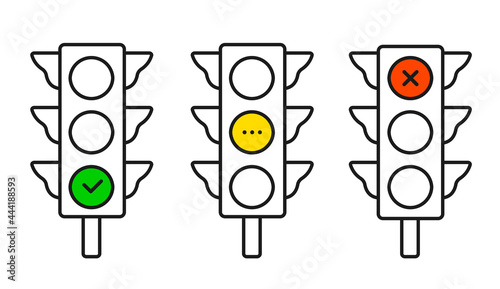horizontal traffic light. isolated vector illustration on white background
