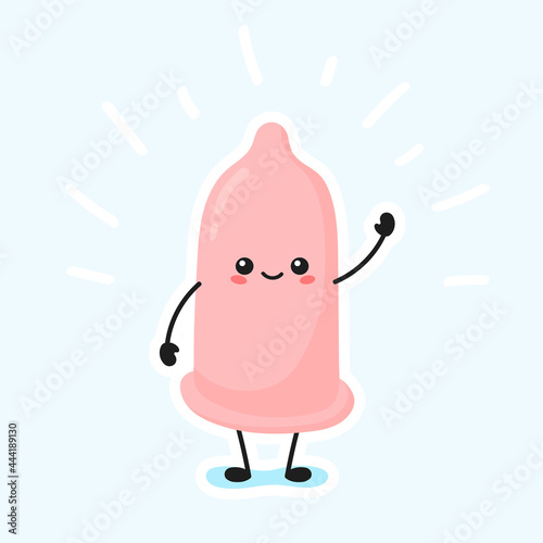 pink kawaii condom. protected sex. Cartoon style.