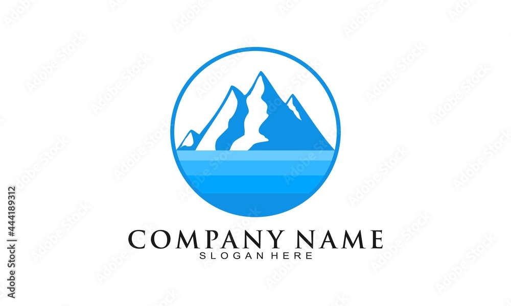Mountain and sea illustration vector logo Mountain and sea illustration vector logo