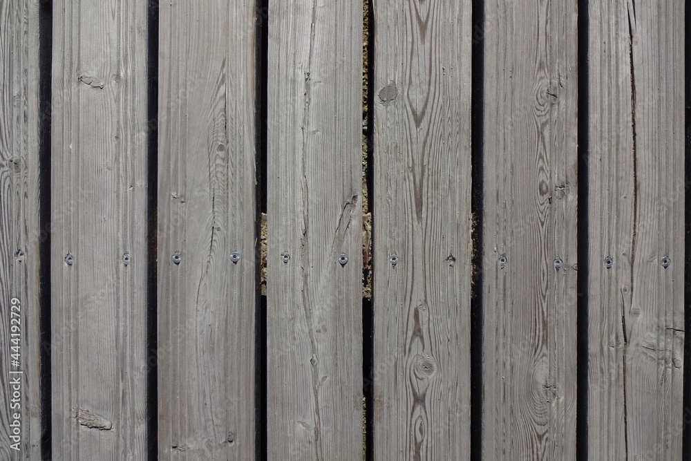 Obraz premium Close up of white painted wooden planks background. Horizontal position of panels. Wood texture.