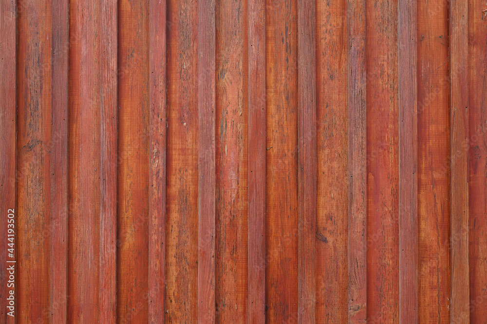 Naklejka premium Wooden vertical texture red rustic plank in wood background