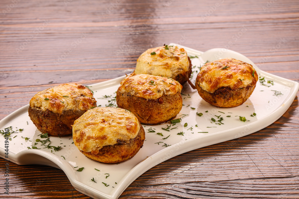 Baked champignon with cheese and herbs Baked champignon with cheese and herbs
