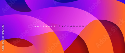 Colorful abstract gradient background vector. Trendy overlapping fluid color geometric shapes and wave design for banner, wallpaper, landing page, cover, wall art and print. Vector illustration.
