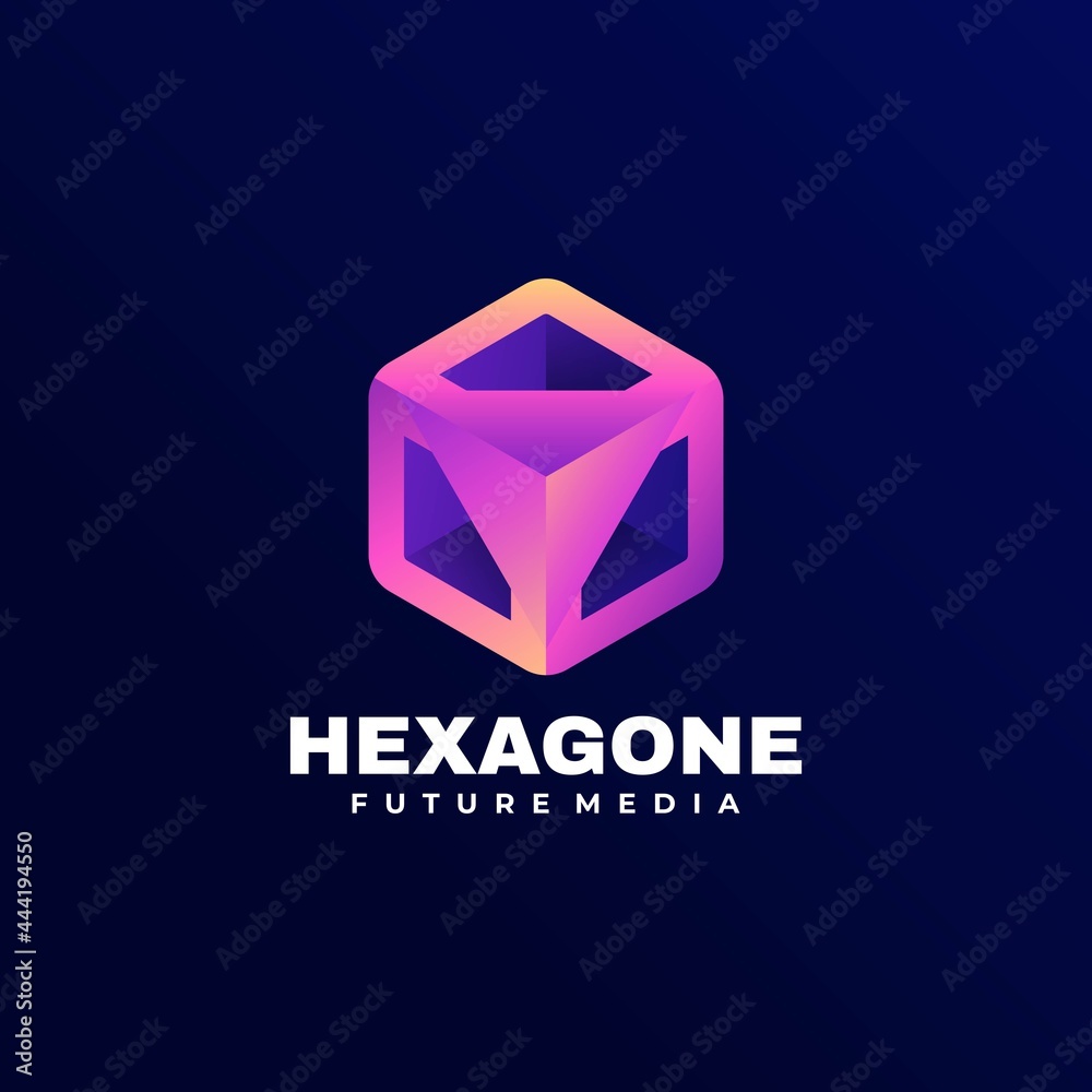 Naklejka premium Vector Logo Illustration Hexagon Gradient Colorful Style.