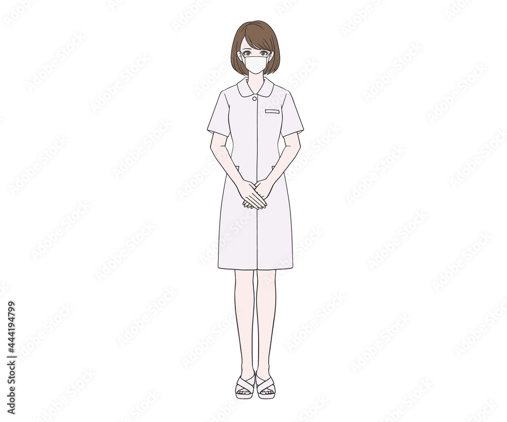 マスクをつけて立つ看護師 マスクをつけて立つ看護師