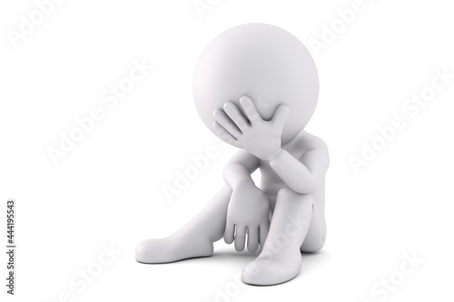 Sad guy. 3D illustration. Isolated. Contains clipping path photo