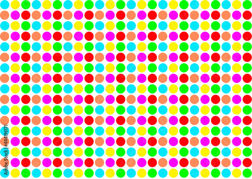 Red, blue, green, pink, yellow, orange seamless polka dot pattern.Use as background.