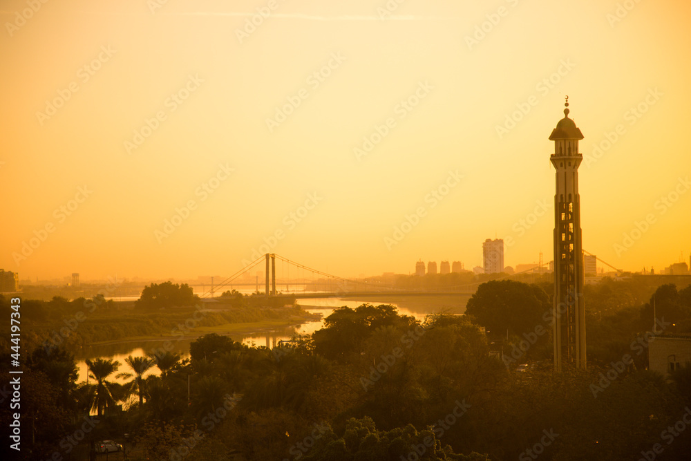 A sunset view of river Nile in Khartoum, Sudan