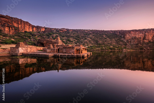 A group of Bhuthanatha Temples on the Agastya Tirtha lake at Badami  Karnataka  India.