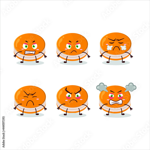 Fototapeta Naklejka Na Ścianę i Meble -  Orange dorayaki cartoon character with various angry expressions. Vector illustration