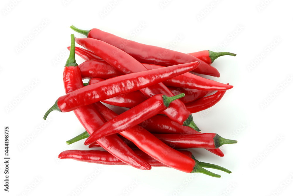 Red hot chili peppers isolated on white background Red hot chili peppers isolated on white background