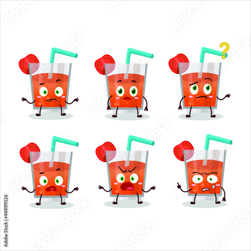 Cartoon character of tomato juice with what expression. Vector illustration