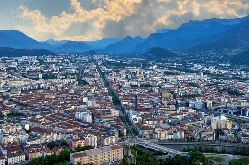 Grenoble aerial city view   France