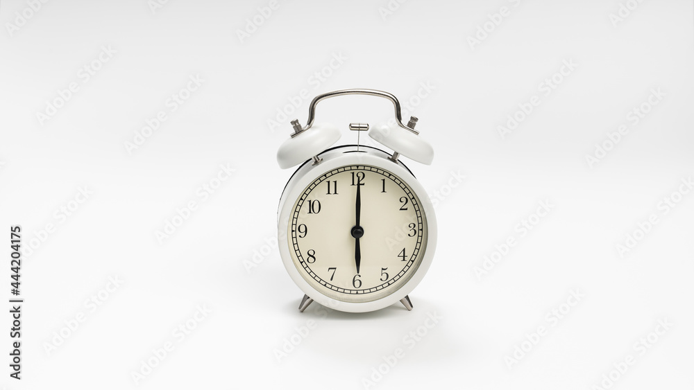 retro alarm clock on a white background. concept of early morning ascents. retro alarm clock on a white background. concept of early morning ascents.