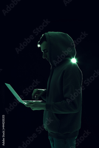 Silhouette of hacker with l...