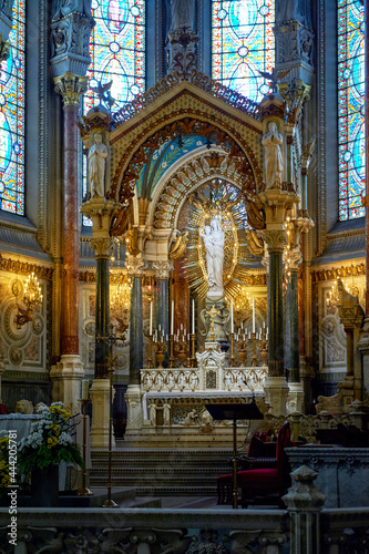 Interior fragment in Notre-Dame de Fourviere  Lyon  France