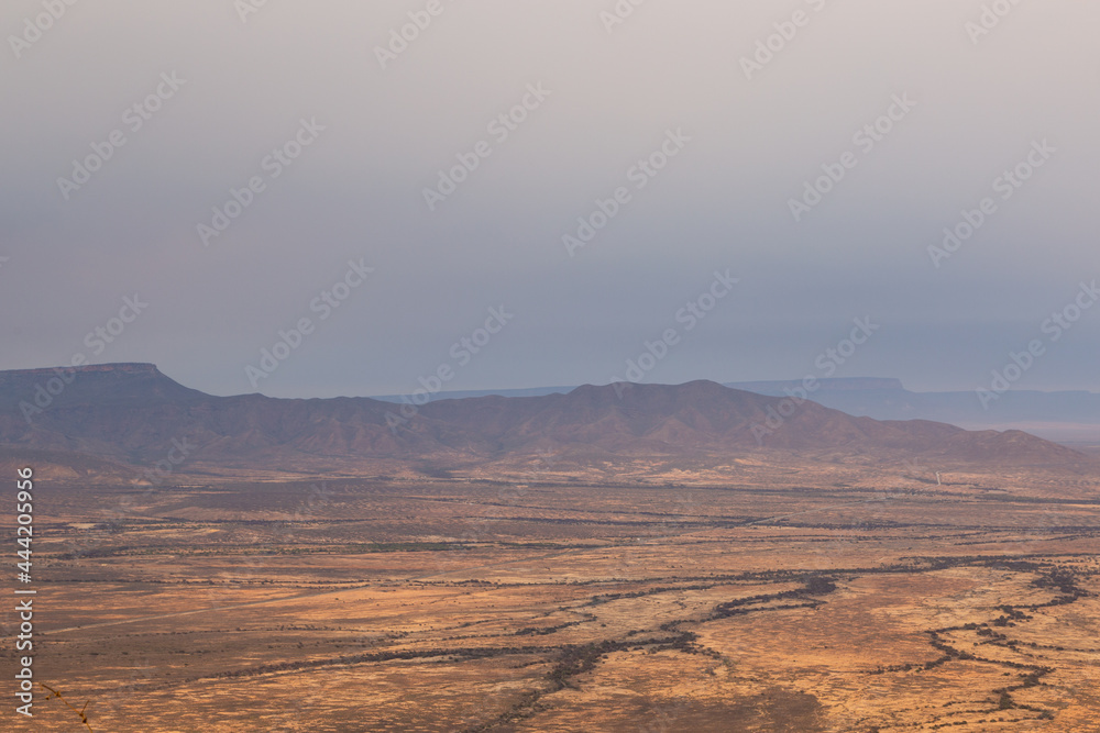Landscape of the Knersvlakte as seen fromVanrhyns Pass near Nieuwoudtville in the Northern Cape of South Africa