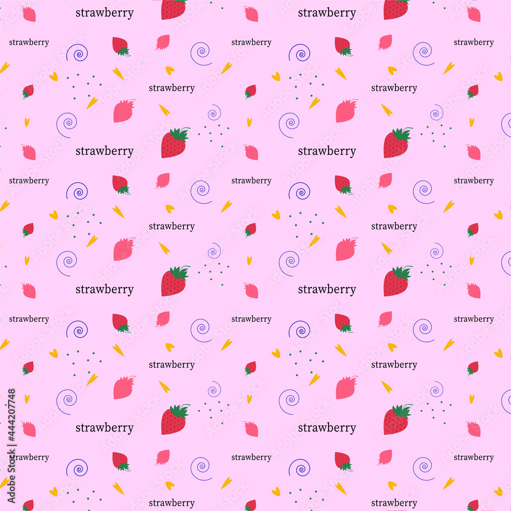Strawberry pattern on pink background Strawberry pattern on pink background