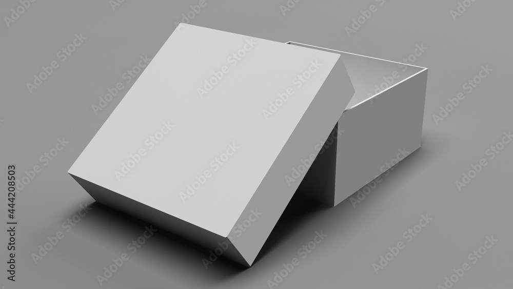 Open white gift box mockup. Square box mockup. Realistic perspective