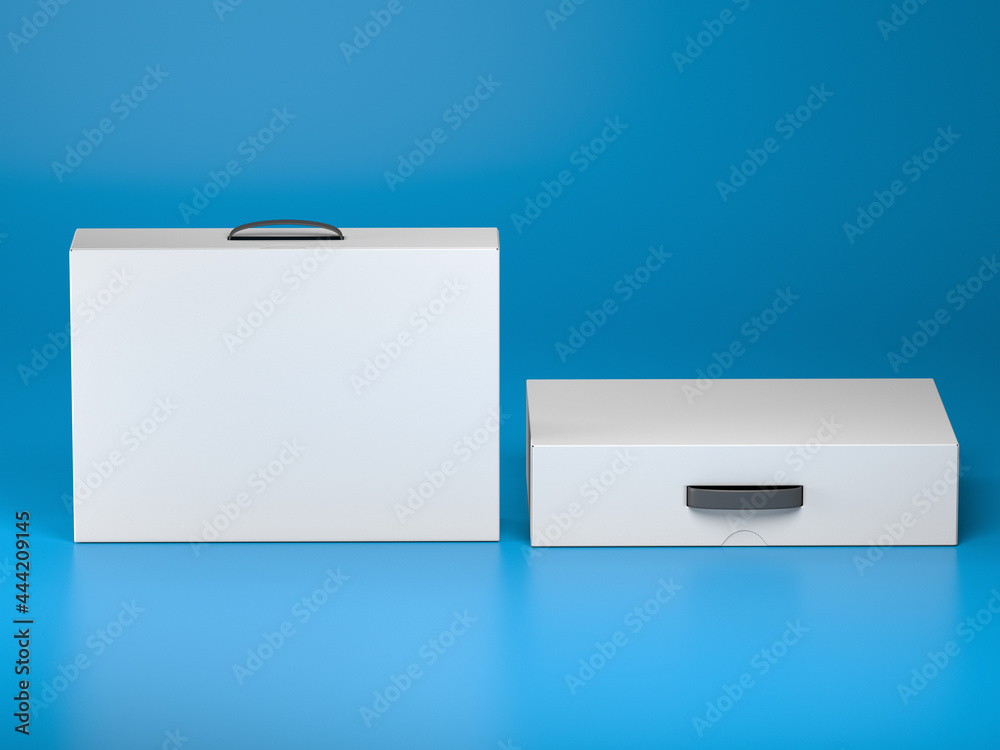 blank white carton Box With Handle Mockup. Package carton box for branding  LED, monitor, display, laptop, notebook, TV, computer, tablet, Video game  console and etc. isolated, 3d render Stock Illustration | Adobe