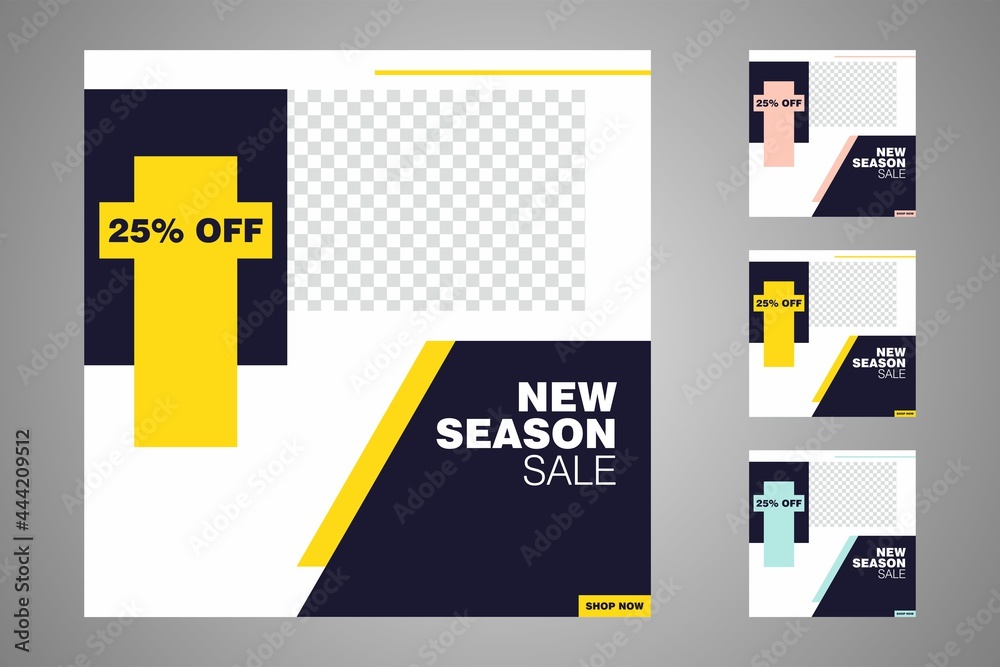 New set of editable minimal banner templates. Suitable for social media posts and web or internet ads. Vector illustration with photo college. New set of editable minimal banner templates. Suitable for social media posts and web or internet ads. Vector illustration with photo college.