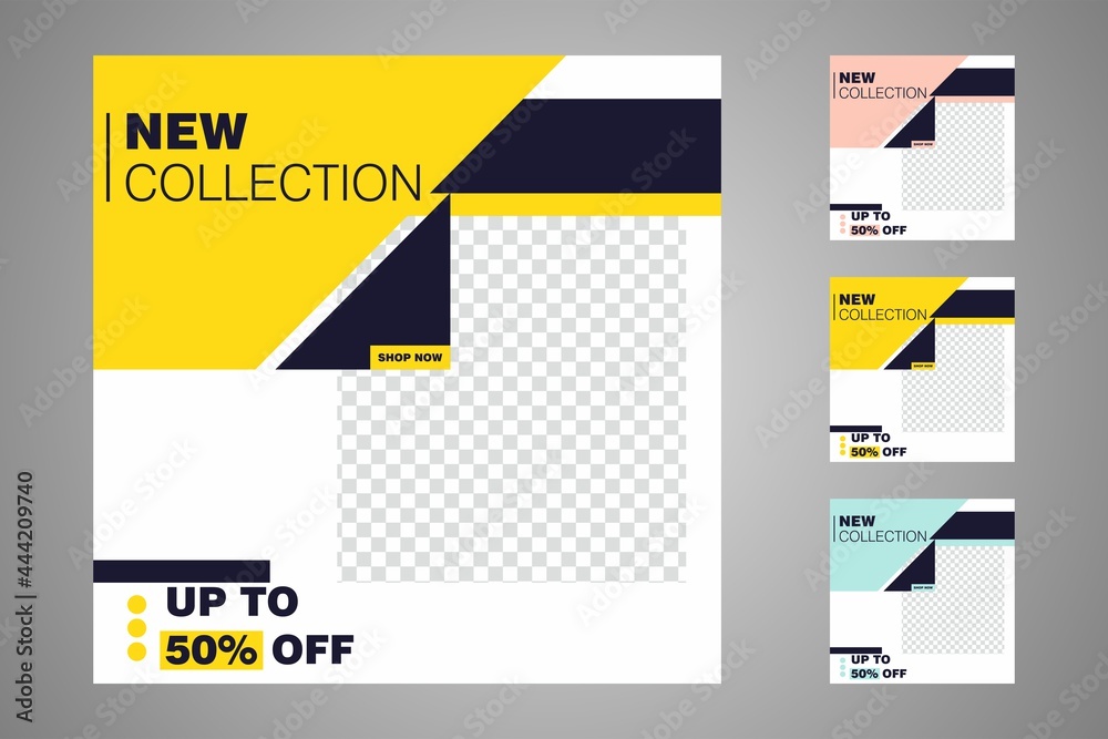 New set of editable minimal banner templates. Suitable for social media posts and web or internet ads. Vector illustration with photo college. New set of editable minimal banner templates. Suitable for social media posts and web or internet ads. Vector illustration with photo college.