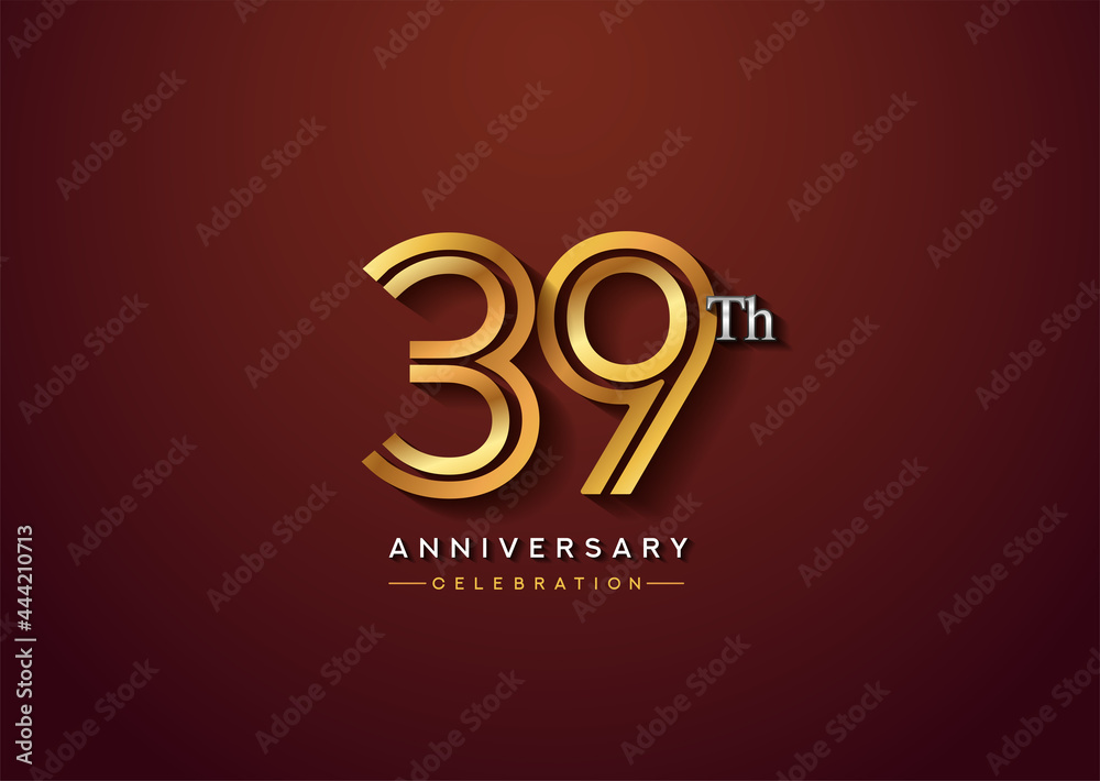 39th anniversary celebration logotype with linked number gold and silver color isolated on elegant color. vector anniversary for celebration, invitation card, and greeting card