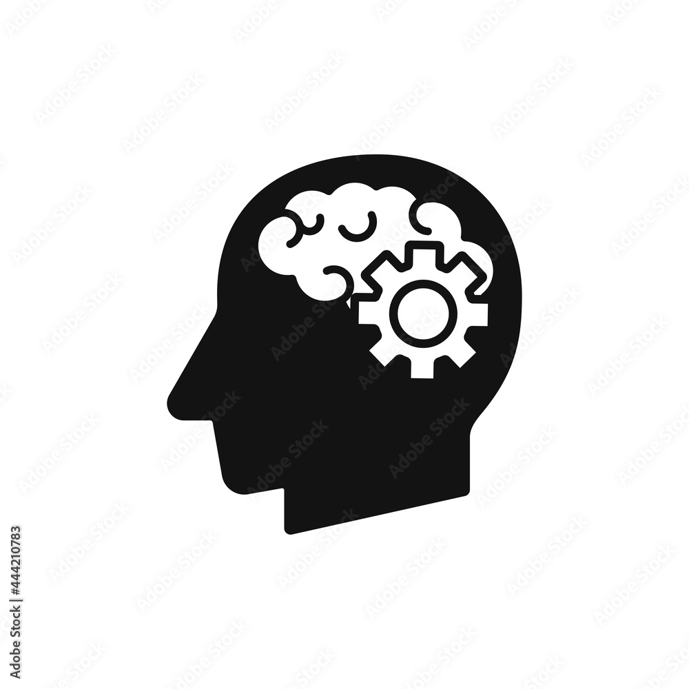 Head with brain and cog sign vector