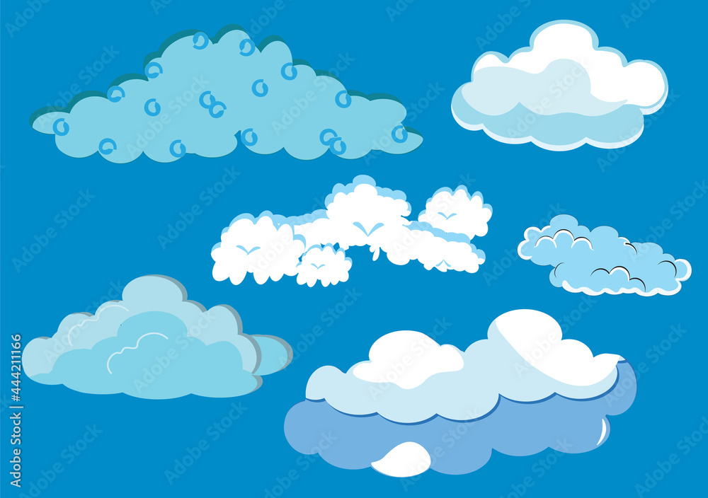 Set of Cloud Icon Illustration on a Blue Background For Wallpaper or Additional to Your Design Set of Cloud Icon Illustration on a Blue Background For Wallpaper or Additional to Your Design