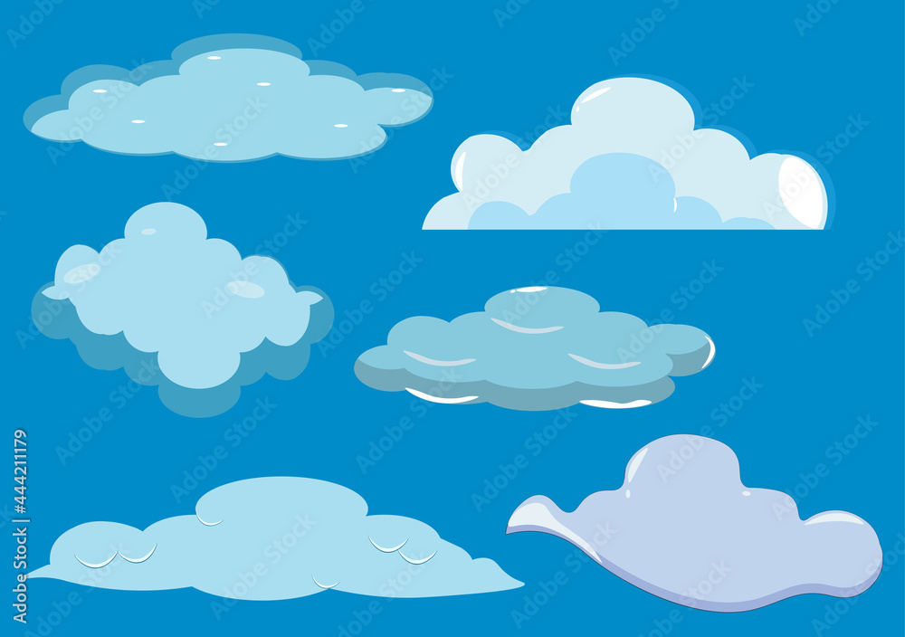 Set of Cloud Icon Illustration on a Blue Background For Wallpaper or Additional to Your Design