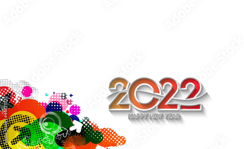 Abstract Happy New Year 2022 Text Colorful Template Greeting Card banners, Vector illustration.