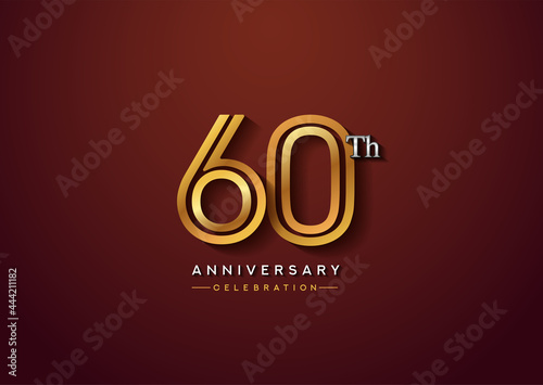 60th anniversary celebration logotype with linked number gold and silver color isolated on elegant color. vector anniversary for celebration, invitation card, and greeting card