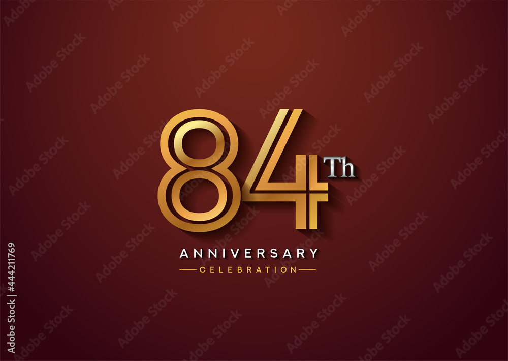 84th anniversary celebration logotype with linked number gold and ...