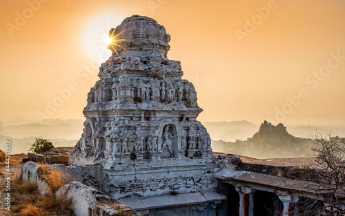 View of Matanga Hill during the sunrise  Unesco World Heritage town in Hampi  Karnataka  India
