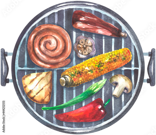 Top Barbecued assorted delicious grilled meat with vegetables