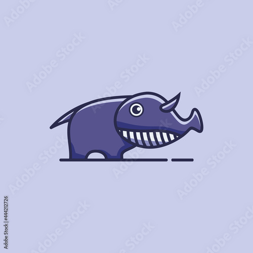 elephant and whale combination Illustration Cute Cartoon Vector Icons. Animal Nature Icon Concept. Flat Cartoon Style