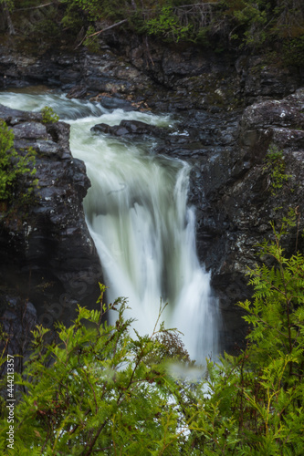 View on St Anne waterfall in the Gaspesie National Park in Quebec, Canada