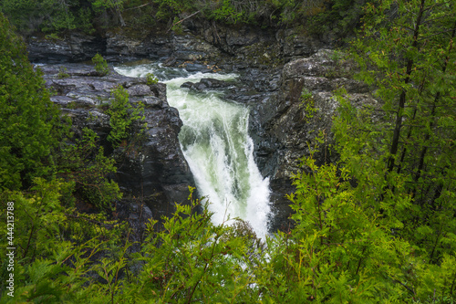View on St Anne waterfall in the Gaspesie National Park in Quebec  Canada