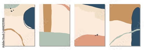 Set of vertical abstract backgrounds or card templates in modern colors, in popular art style